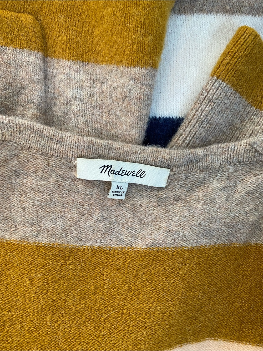 Madewell Kent Bengali IndigoStripe Wool Blend OpenCardigan, Size XL - Picture 16 of 17